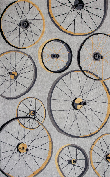 KAS Rugs Sonesta 2035 Grey Wheels In Motion Hand-hooked Area Rugs