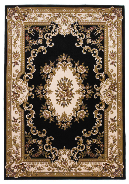 KAS Rugs Corinthian 5310 Black/ivory Aubusson Machine-made Area Rugs