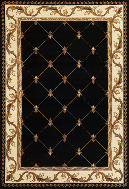 KAS Rugs Corinthian 5321 Black Fleur-de-lis Machine-made Area Rugs