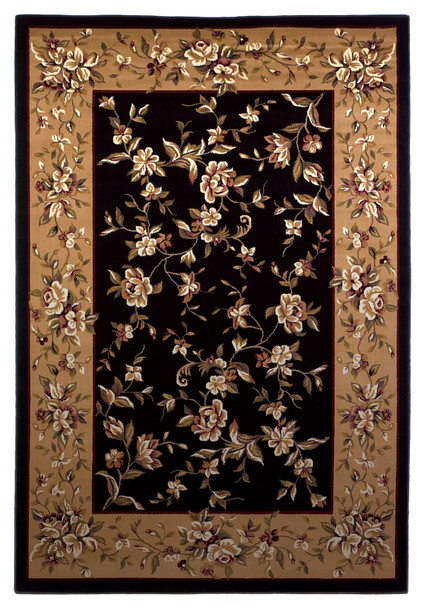KAS Rugs Cambridge 7336 Black/beige Floral Delight Machine-made Area Rugs