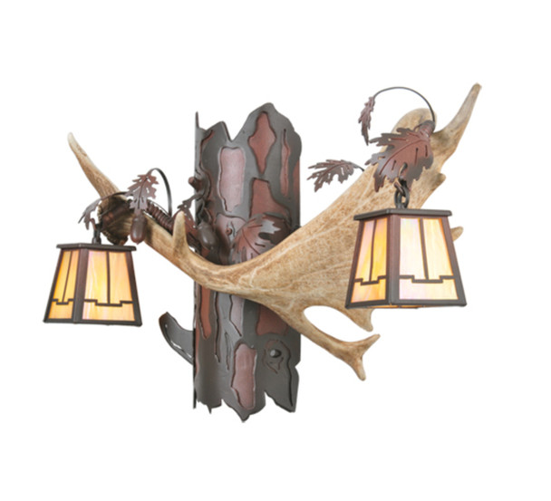 Meyda 23.5"w Antlers Fallow Deer 2 Lt Wall Sconce - 106612