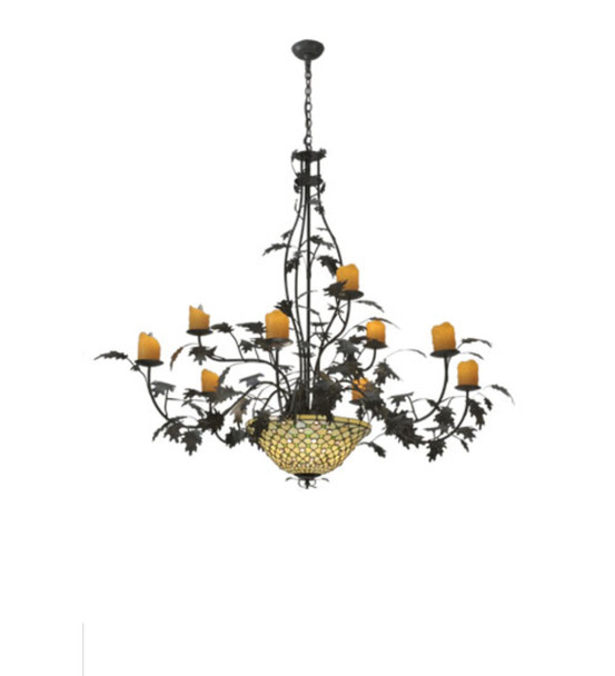 Meyda 63"w Diamond & Jewel Oak Leaf 9 Arm Chandelier - 108705