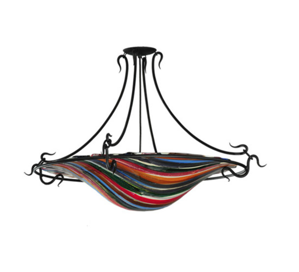 Meyda 36"w Metro Fusion Colori Del Arcobaleno Glass Semi-flushmount - 110963