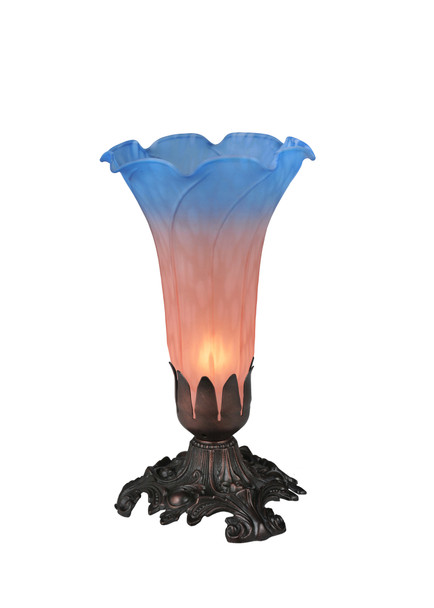 Meyda 8"h Pink/blue Pond Lily Accent Lamp - 11311