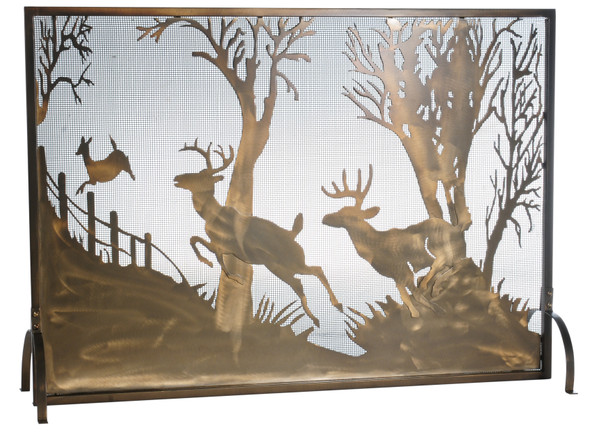 Meyda 44"w X 31.5"h Deer On The Loose Fireplace Screen - 113656