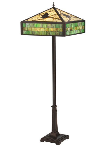 Meyda 64.5"h Green Pine Branch Mission Floor Lamp - 119175