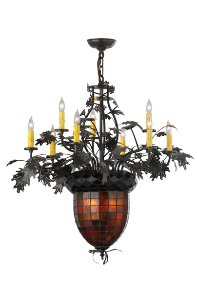 Meyda 34"w Greenbriar Oak 9 Arm Chandelier - 125052