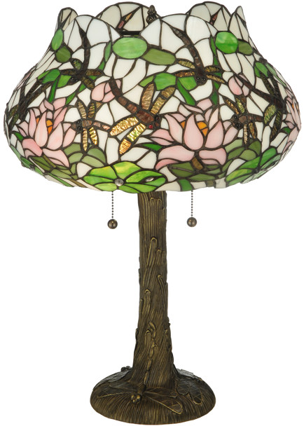 Meyda 22.5"h Dragonfly Flower Table Lamp - 125091