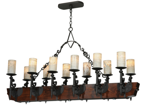 Meyda 60"l Tudor Jadestone Led Oblong Chandelier - 127483