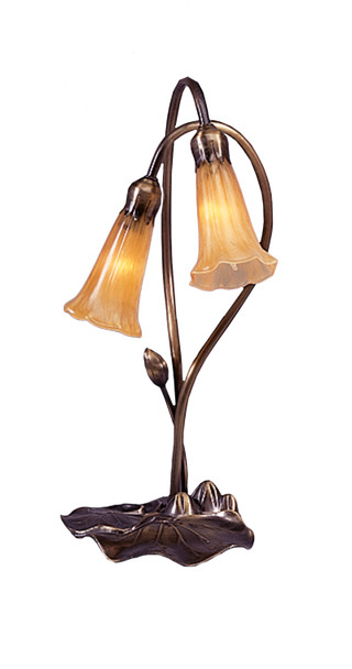 Meyda 16"h Amber Pond Lily 2 Lt Accent Lamp - 12980