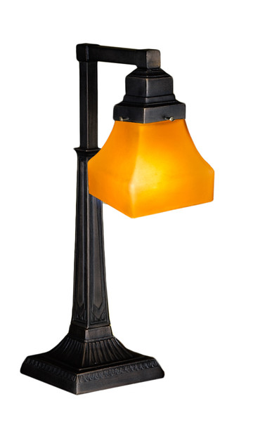 Meyda 20"h Bungalow Frosted Amber Desk Lamp - 130167
