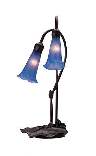 Meyda 16"h Blue Pond Lily 2 Lt Accent Lamp - 13064