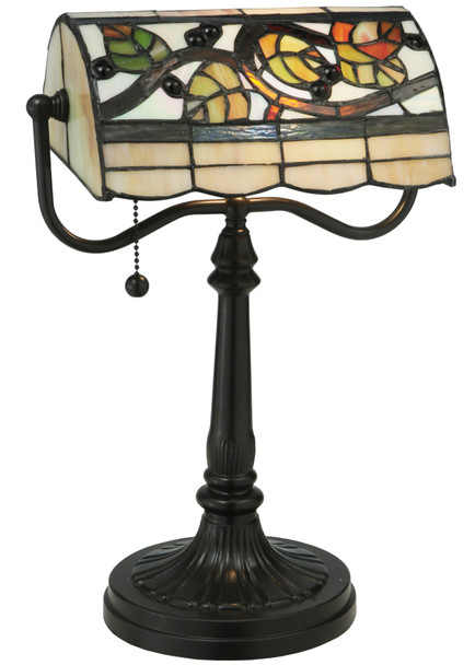 Meyda 15"h Vineyard Banker's Lamp - 130760