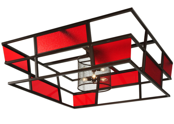 Meyda 60"sq Tavern Red Block Acrylic Flushmount - 131284