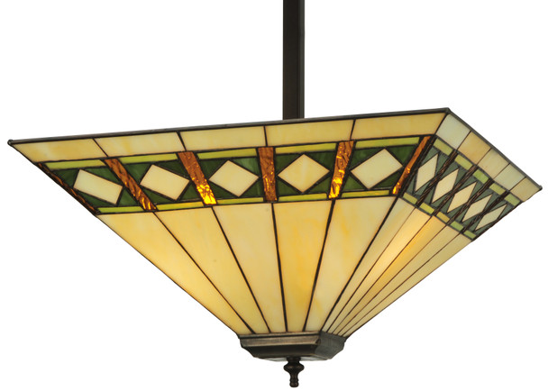 Meyda 17"sq Diamond Band Mission Inverted Pendant - 133342