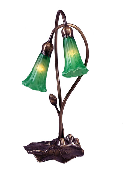 Meyda 16"h Green Pond Lily 2 Lt Accent Lamp - 13481
