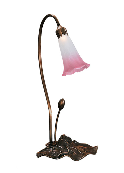 Meyda 16"h Pink/white Pond Lily Accent Lamp - 13509