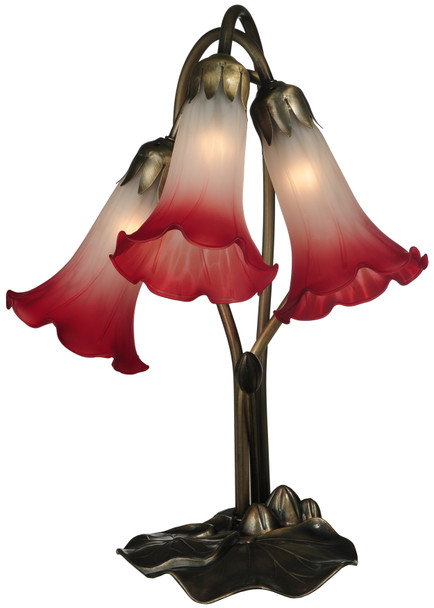 Meyda 15.75"h Pink/white Pond Lily 3 Lt Accent Lamp - 13593