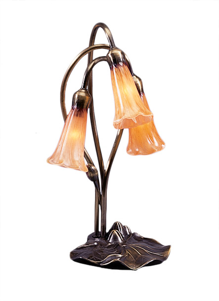 Meyda 16"h Amber Pond Lily 3 Lt Accent Lamp - 13636