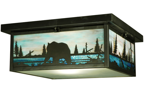 Meyda 16"sq Bear Creek Flushmount - 136988