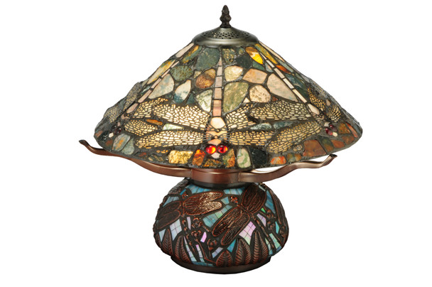 Meyda 16.5"h Dragonfly Cut Agata Table Lamp - 138103