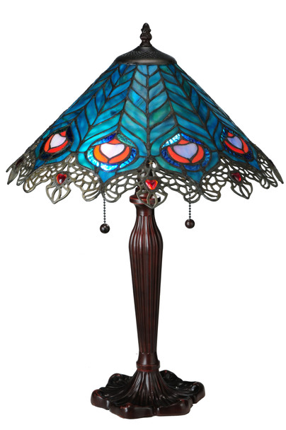Meyda 23"h Peacock Feather Lace Table Lamp - 138775