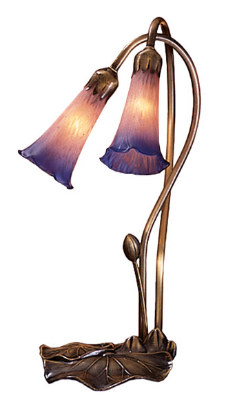 Meyda 16"h Pink/blue Pond Lily 2 Lt Accent Lamp - 14064