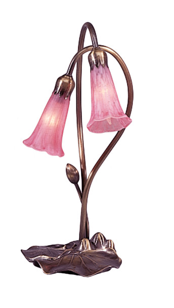 Meyda 16"h Pink Pond Lily 2 Lt Accent Lamp - 14110