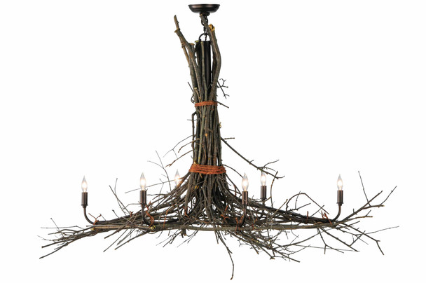 Meyda 58"l Twigs 6 Lt Oblong Chandelier - 141355