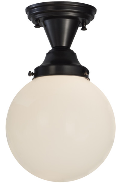 Meyda 8"w Revival Schoolhouse White Globe Semi-flushmount - 143582