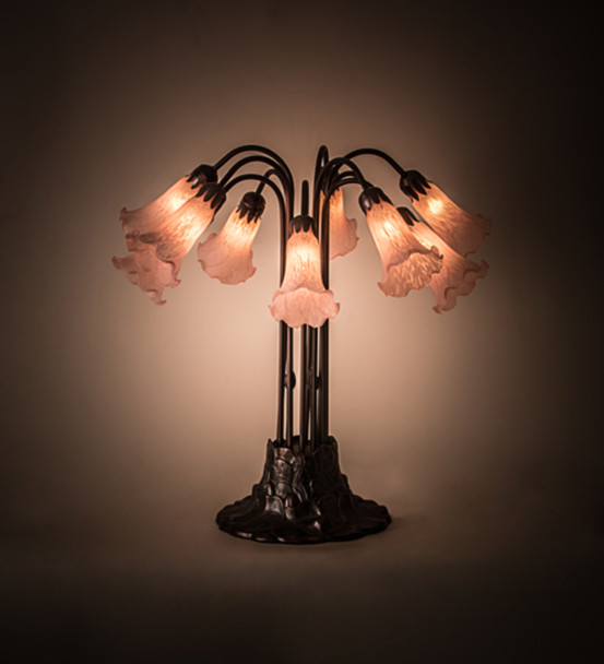 Meyda 24"h Pink Pond Lily 10 Lt Table Lamp - 14363