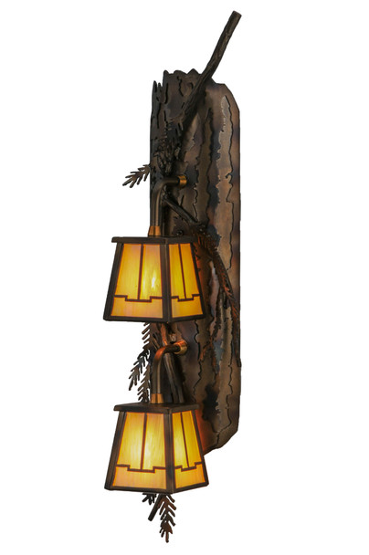 Meyda 6.5"w Pine Branch Valley View 2 Lt Vertical Wall Sconce - 143666