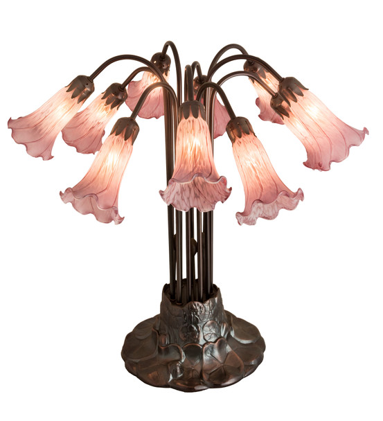 Meyda 22"h Cranberry Pond Lily 10 Lt Table Lamp - 14479
