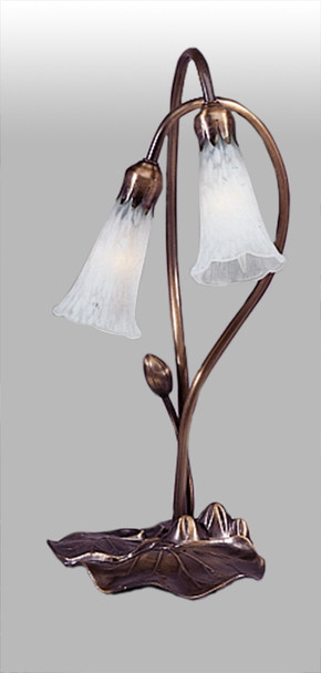 Meyda 16"h White Pond Lily 2 Lt Accent Lamp - 14654