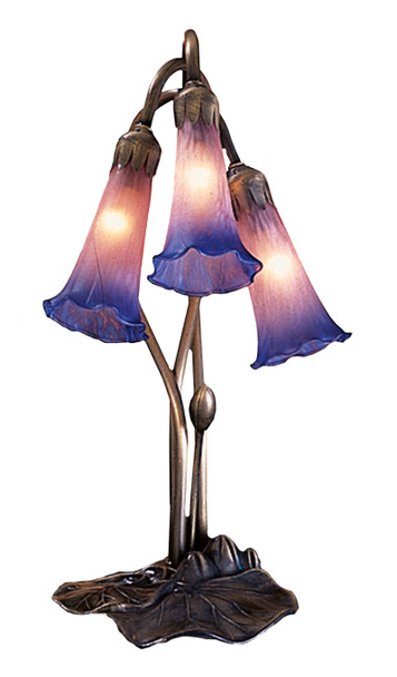 Meyda 16"h Pink/blue Pond Lily 3 Lt Accent Lamp - 14670