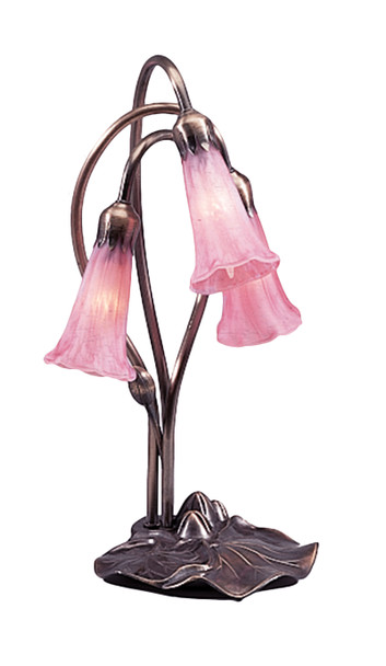Meyda 16"h Pink Pond Lily 3 Lt Accent Lamp - 14728
