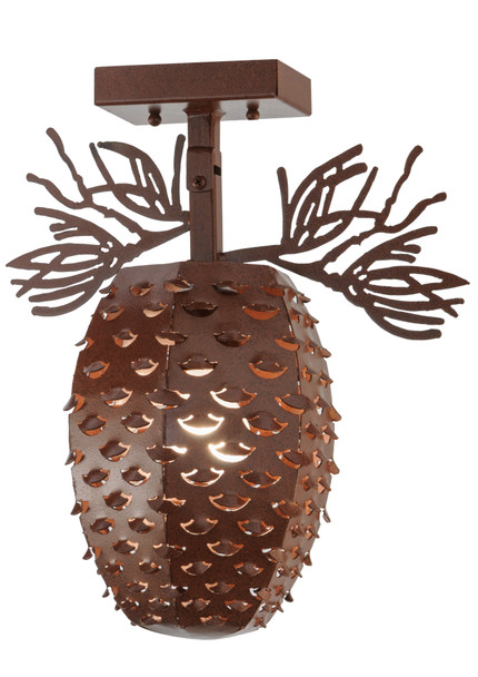 Meyda 14"w Stoneycreek Pinecone Semi-flushmount - 147789