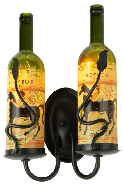 Meyda 9"w Tuscan Vineyard Personalized 2 Lt Wine Bottle Wall Sconce - 148858
