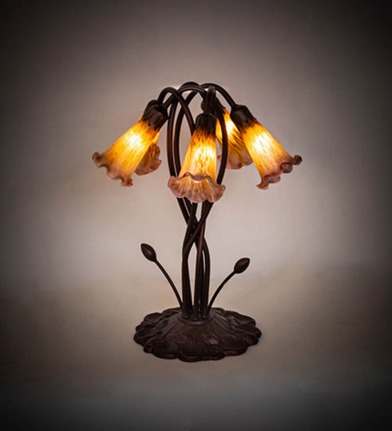 Meyda 16.5"h Amber/purple Pond Lily 5 Lt Accent Lamp - 14962