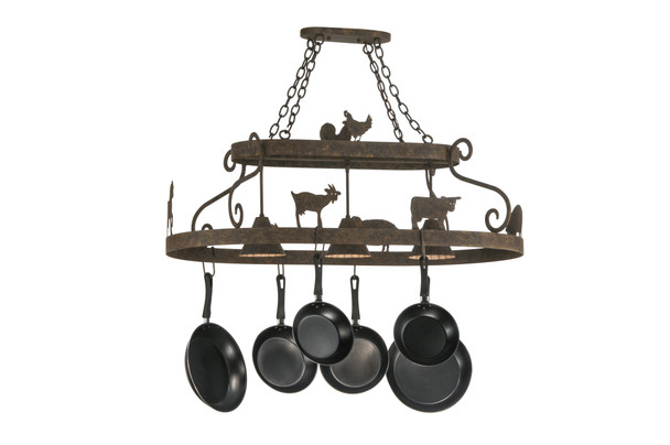 Meyda 46"l Barn Animals W/downlights Pot Rack - 150295