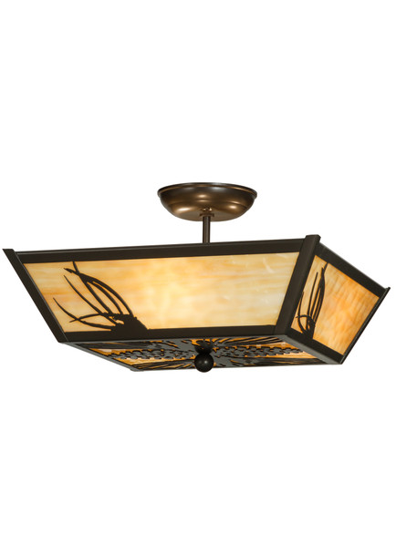 Meyda 15.5"sq Mountain Pine Flushmount - 151038