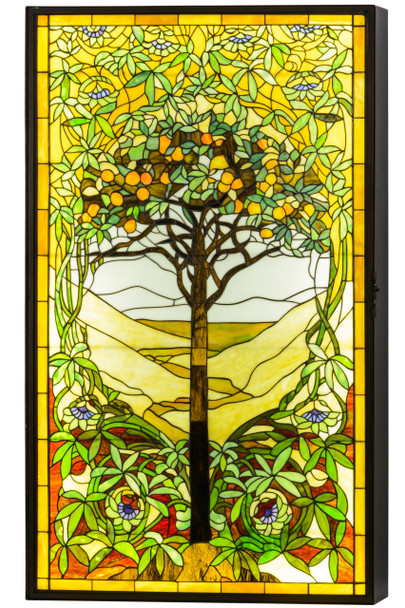 Meyda 30"w Tiffany Tree Of Life Stained Glass Lighted Window - 152459