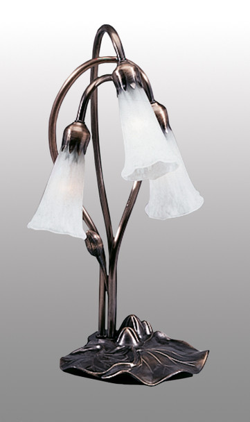 Meyda 16"h White Pond Lily 3 Lt Accent Lamp - 15282