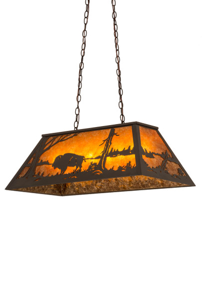 Meyda 33"l Buffalo At Lake Oblong Pendant - 15373