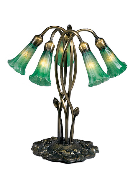 Meyda 16.5"h Green Pond Lily 5 Lt Accent Lamp - 15386