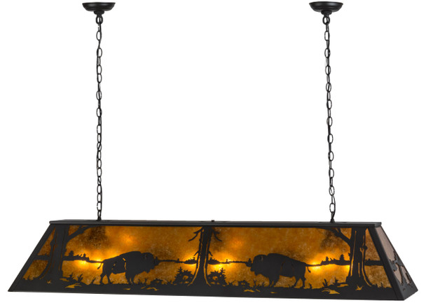 Meyda 60" Long Buffalo At Lake Oblong Pendant - 156358