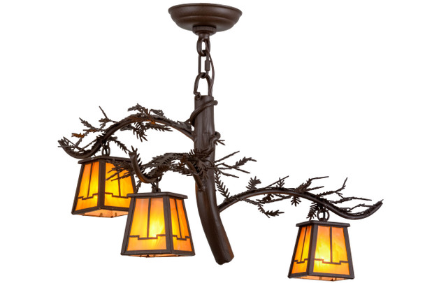 Meyda 24"w Pine Branch Valley View 3 Lt Chandelier - 158070