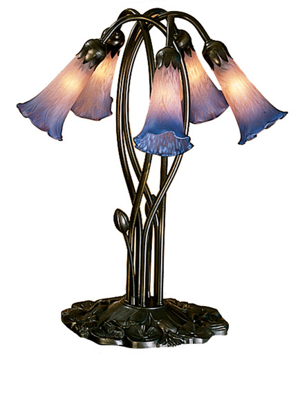 Meyda 16.5"h Pink/blue Pond Lily 5 Lt Accent Lamp - 15856