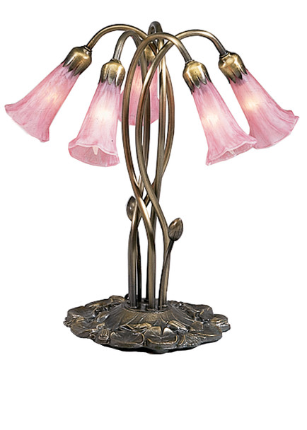 Meyda 16.5"h Pink Pond Lily 5 Lt Accent Lamp - 15925