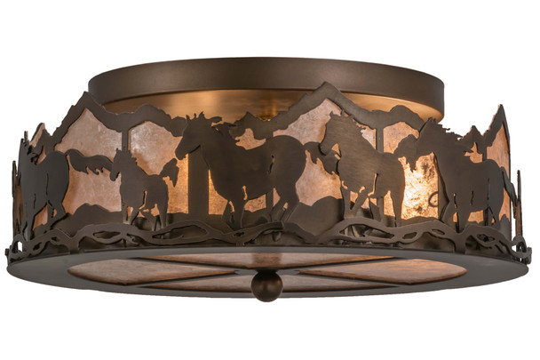 Meyda 16"w Wild Horses Flushmount - 164280